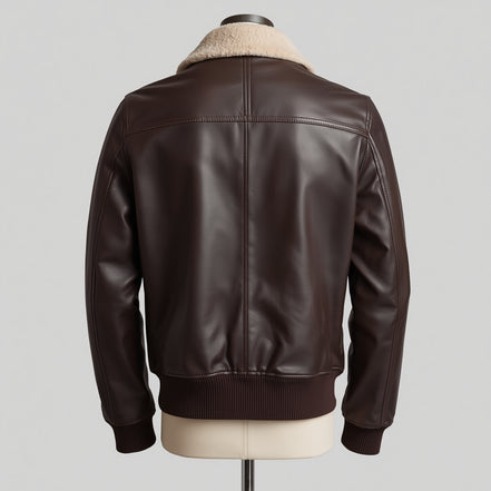 SkyRanger – Dark Brown Aviator Bomber Leather Jacket