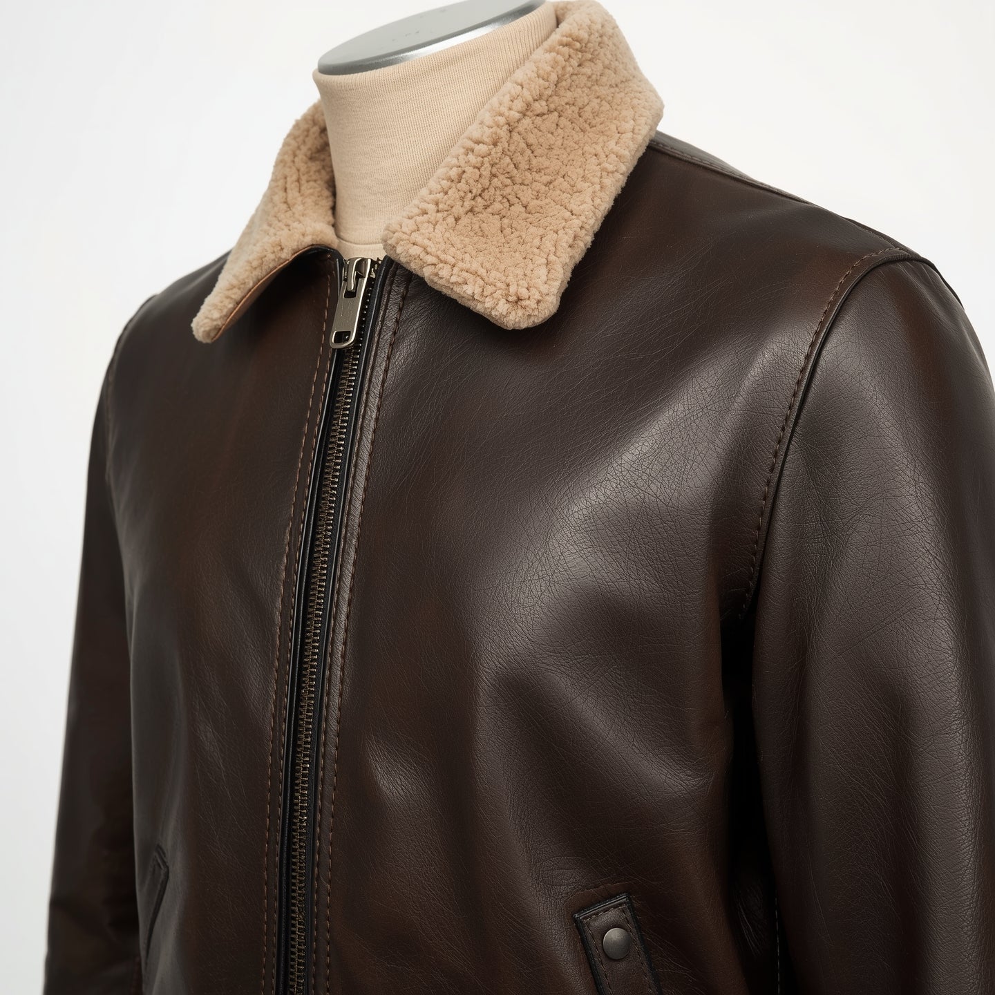 SkyRanger – Dark Brown Aviator Bomber Leather Jacket