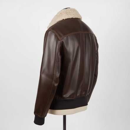 SkyRanger – Dark Brown Aviator Bomber Leather Jacket