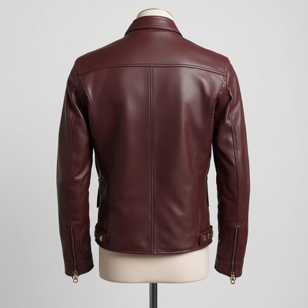 Velocity – Ox Blood Burgundy Café Racer Leather Jacket