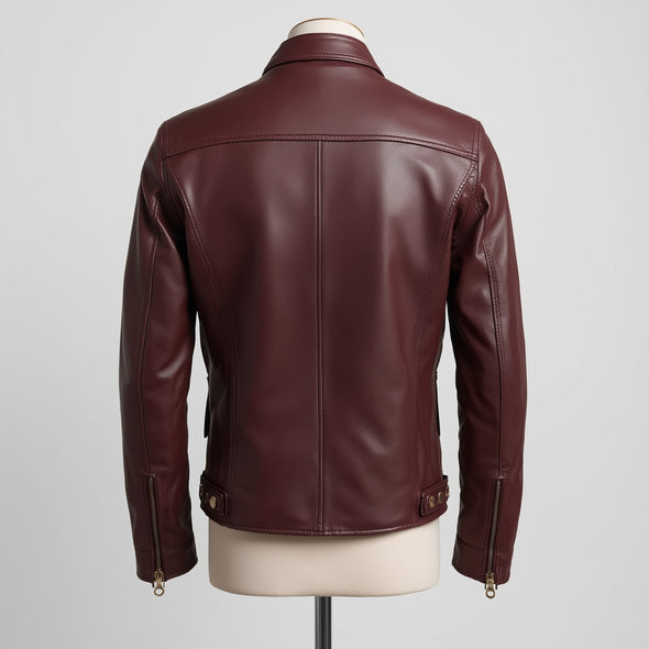 Velocity – Ox Blood Burgundy Café Racer Leather Jacket