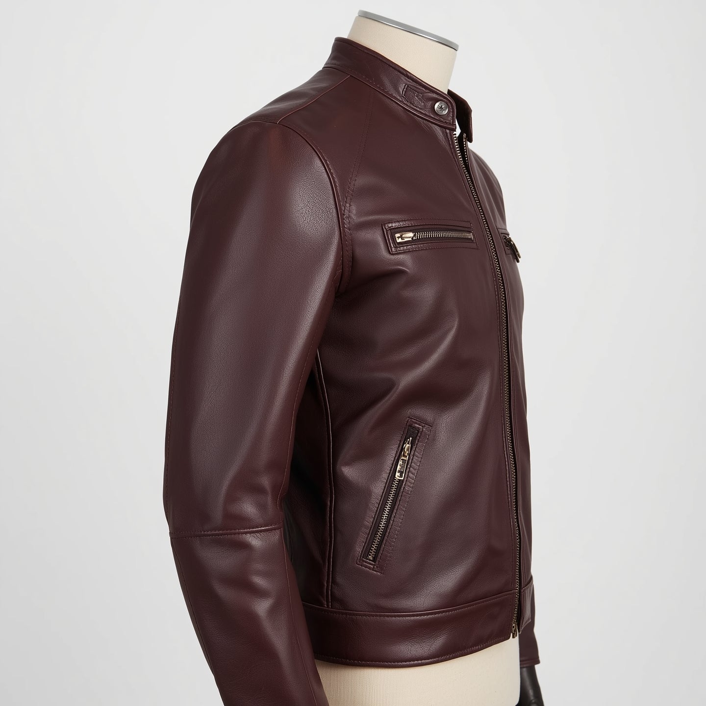 Velocity – Ox Blood Burgundy Café Racer Leather Jacket