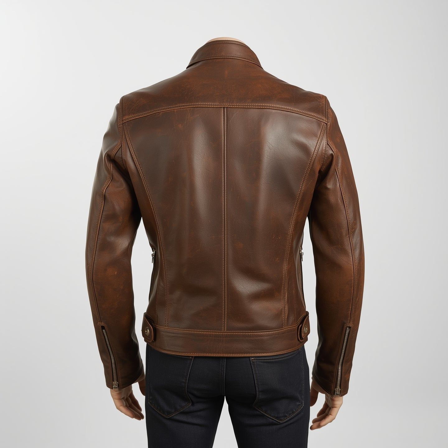 Velocity – Distressed Brown Café Racer Leather Jacket