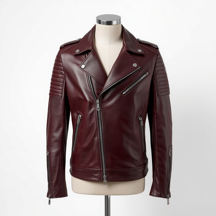 Rogue – Burgundy Classic Biker Leather Jacket