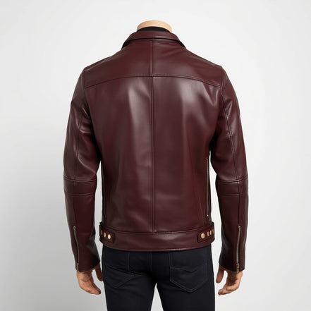 Rogue – Burgundy Classic Biker Leather Jacket