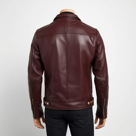 Rogue – Burgundy Classic Biker Leather Jacket
