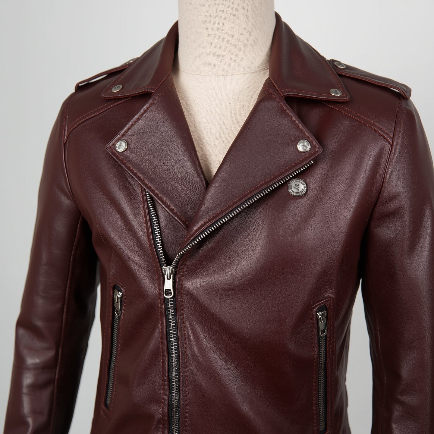 Rogue – Burgundy Classic Biker Leather Jacket