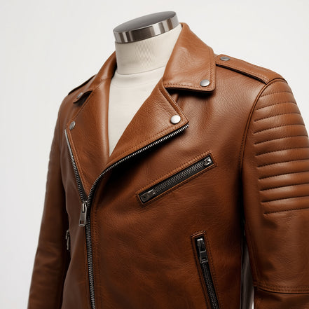 Rogue – Camel Classic Biker Leather Jacket