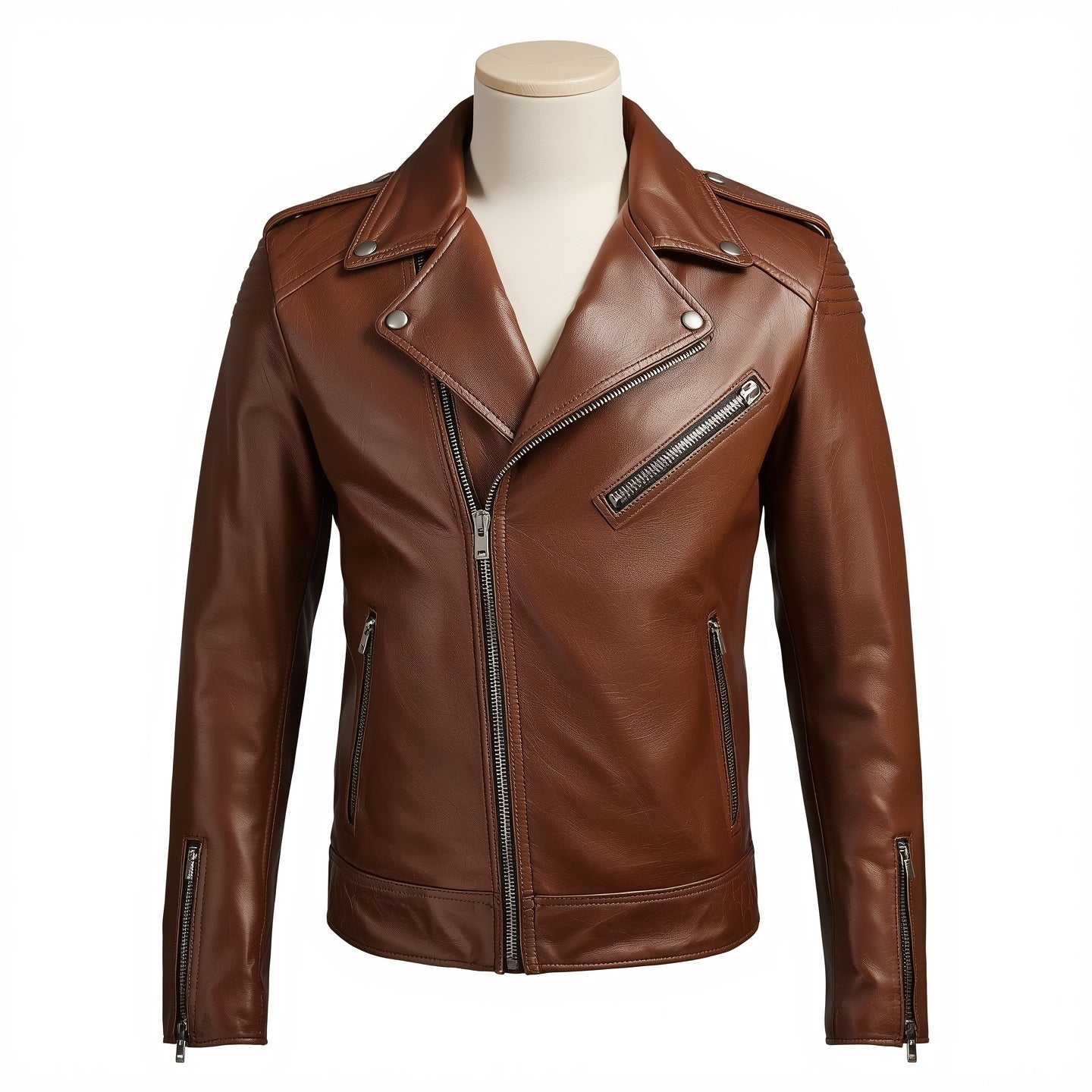 Rogue – Camel Classic Biker Leather Jacket