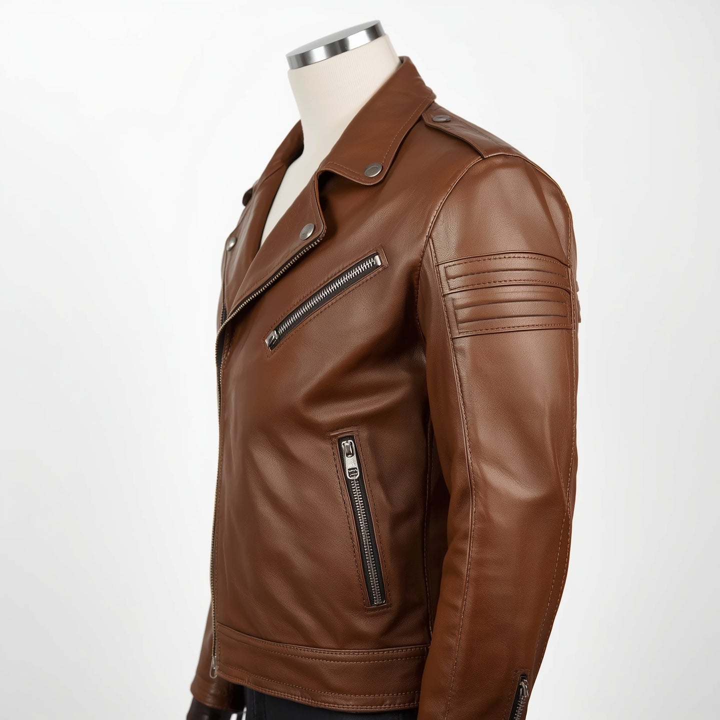 Rogue – Camel Classic Biker Leather Jacket
