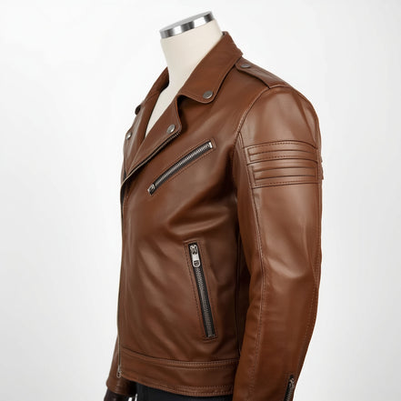 Rogue – Camel Classic Biker Leather Jacket