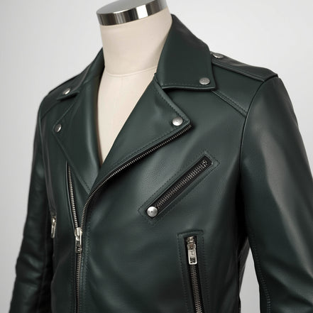 Rogue – Forest Green Classic Biker Leather Jacket
