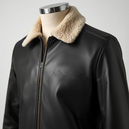 SkyRanger – Jet Black Aviator Bomber Leather Jacket