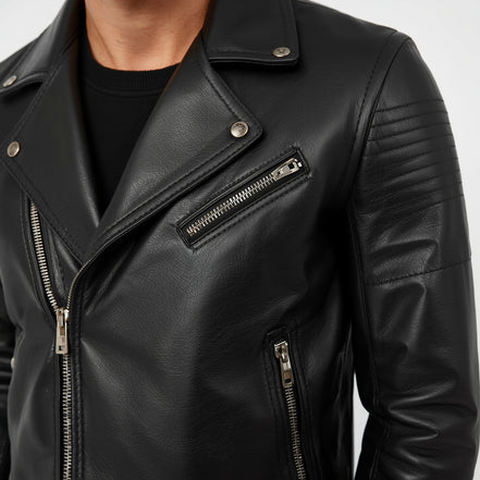 Rogue – Jet Black Classic Biker Leather Jacket