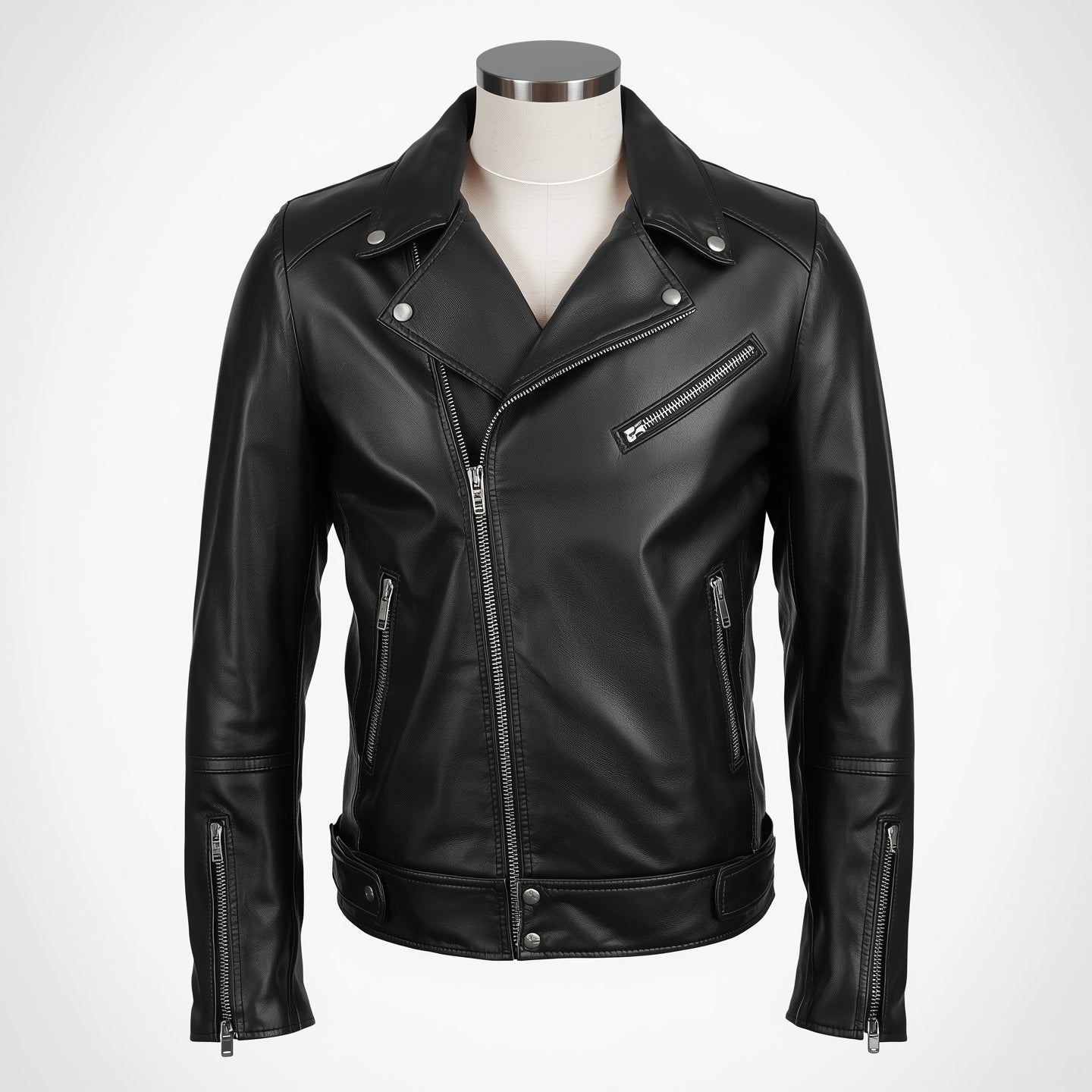 Rogue – Jet Black Classic Biker Leather Jacket