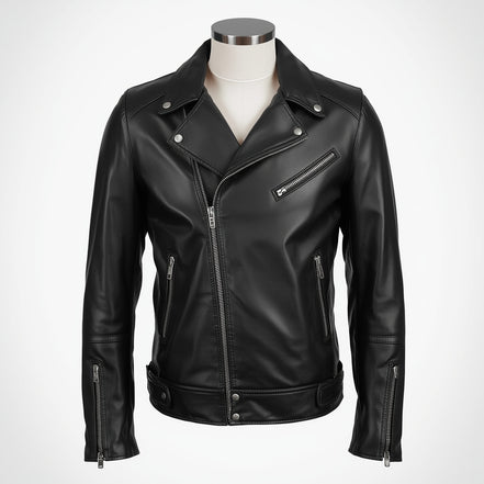 Rogue – Jet Black Classic Biker Leather Jacket