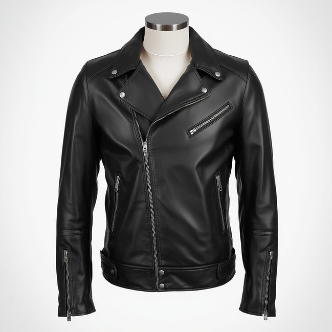 Rogue – Jet Black Classic Biker Leather Jacket