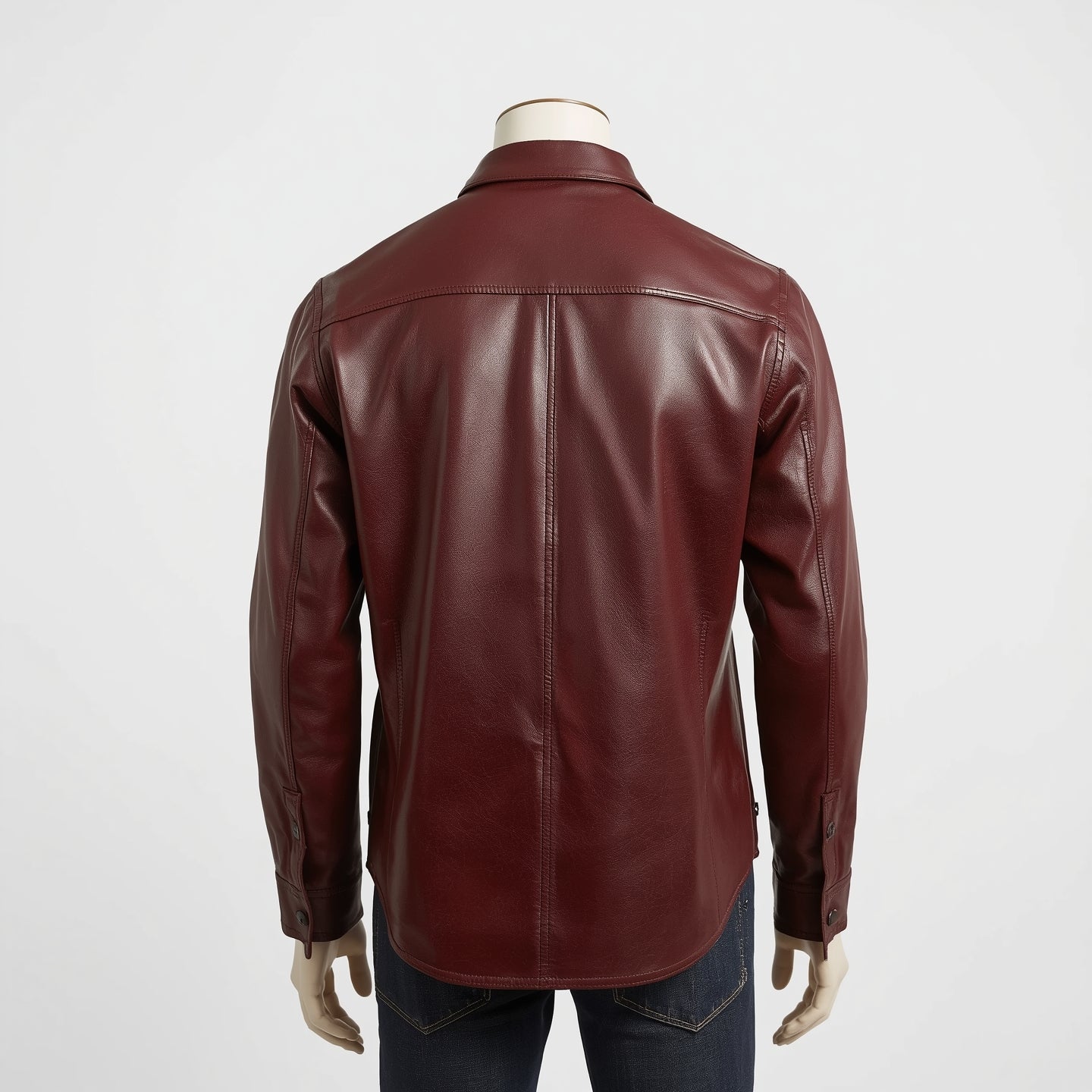 Crest – Burgundy Leather Button-Up Shirt