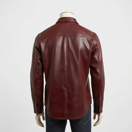 Crest – Burgundy Leather Button-Up Shirt