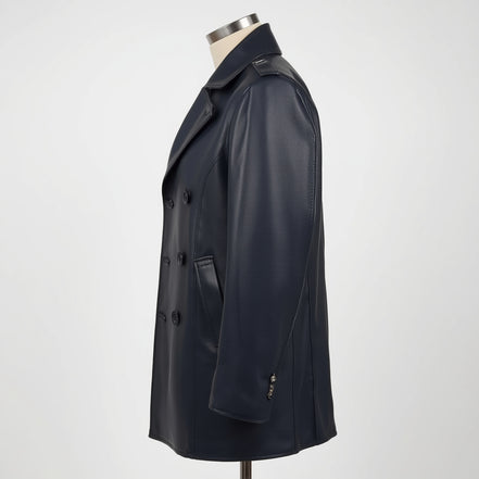 Mariner – Navy Blue Leather Peacoat