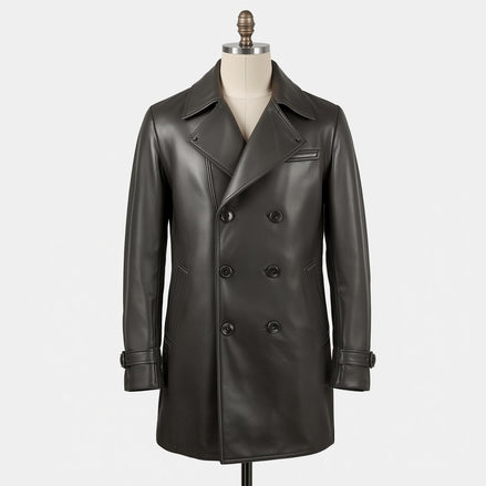 Mariner – Charcoal Grey Leather Peacoat
