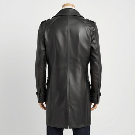 Mariner – Charcoal Grey Leather Peacoat