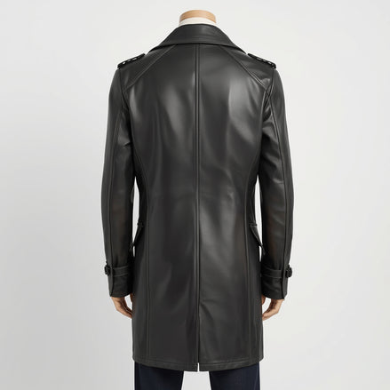 Mariner – Charcoal Grey Leather Peacoat
