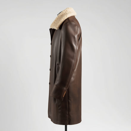Vanguard – Distressed Brown Shearling Long Leather Coat