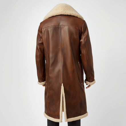 Vanguard – Distressed Brown Shearling Long Leather Coat