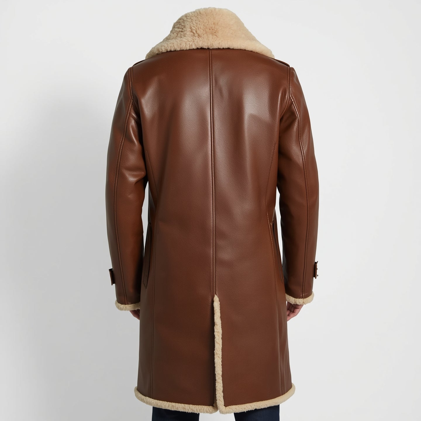 Vanguard – Dark Tan Shearling Long Leather Coat