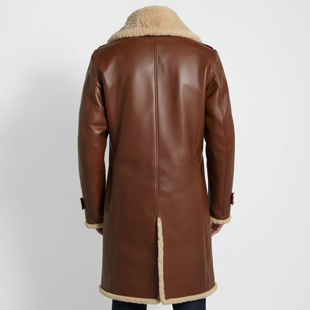 Vanguard – Dark Tan Shearling Long Leather Coat