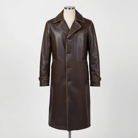 Dominion – Dark Brown Long Leather Trench Coat
