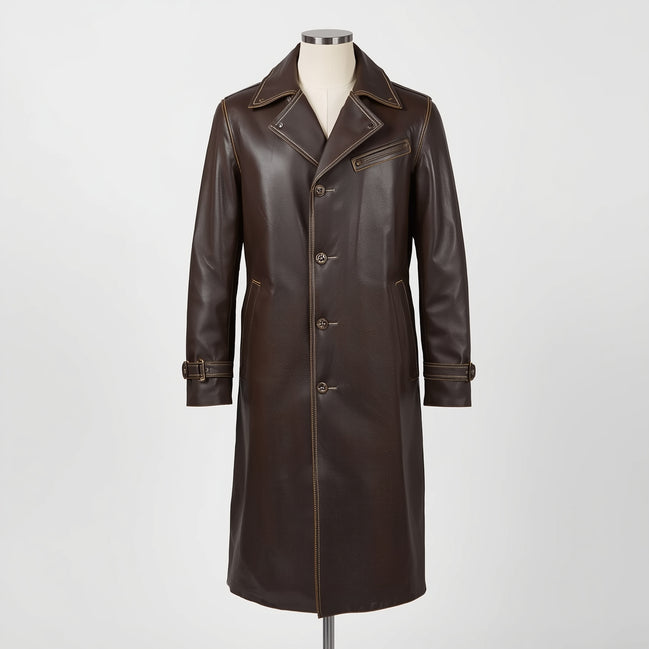 Dominion – Dark Brown Long Leather Trench Coat
