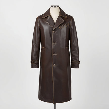 Dominion – Dark Brown Long Leather Trench Coat