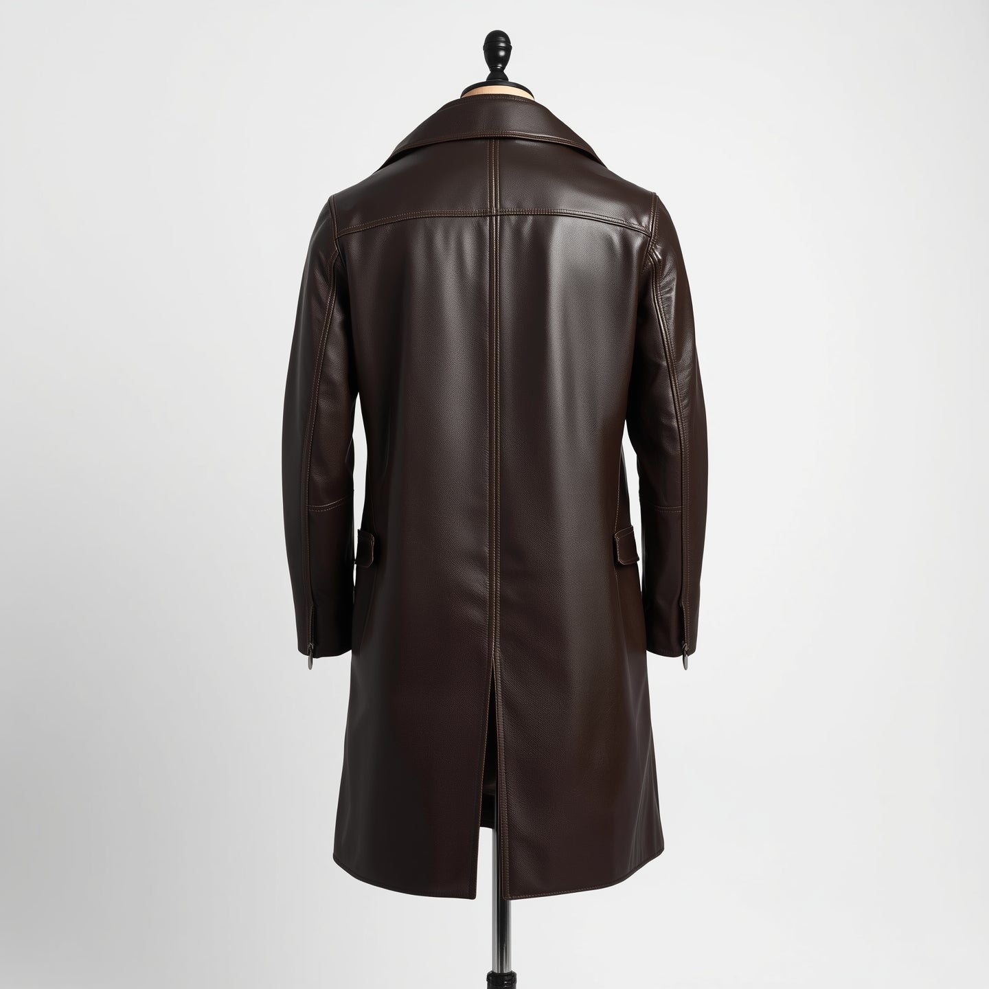 Dominion – Dark Brown Long Leather Trench Coat