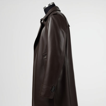Dominion – Dark Brown Long Leather Trench Coat