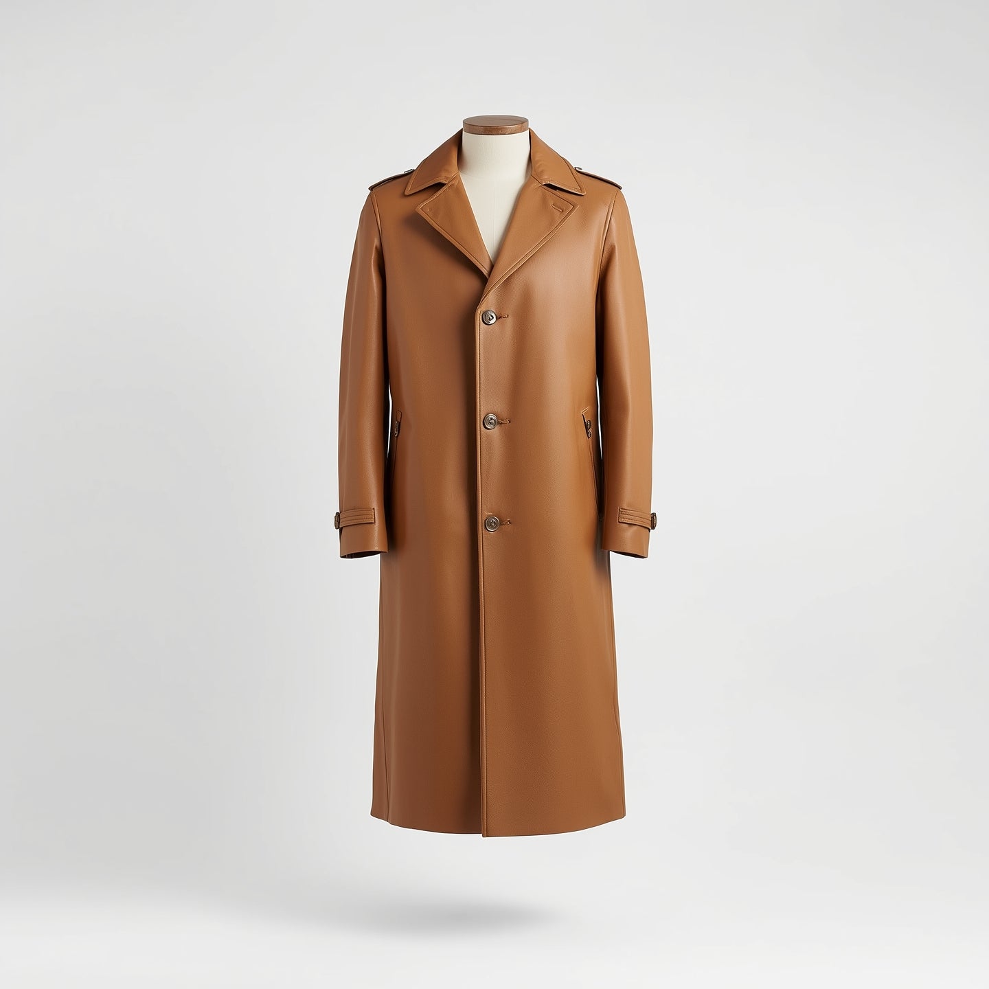 Dominion – Camel Long Leather Trench Coat
