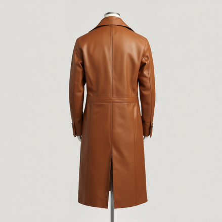 Dominion – Camel Long Leather Trench Coat