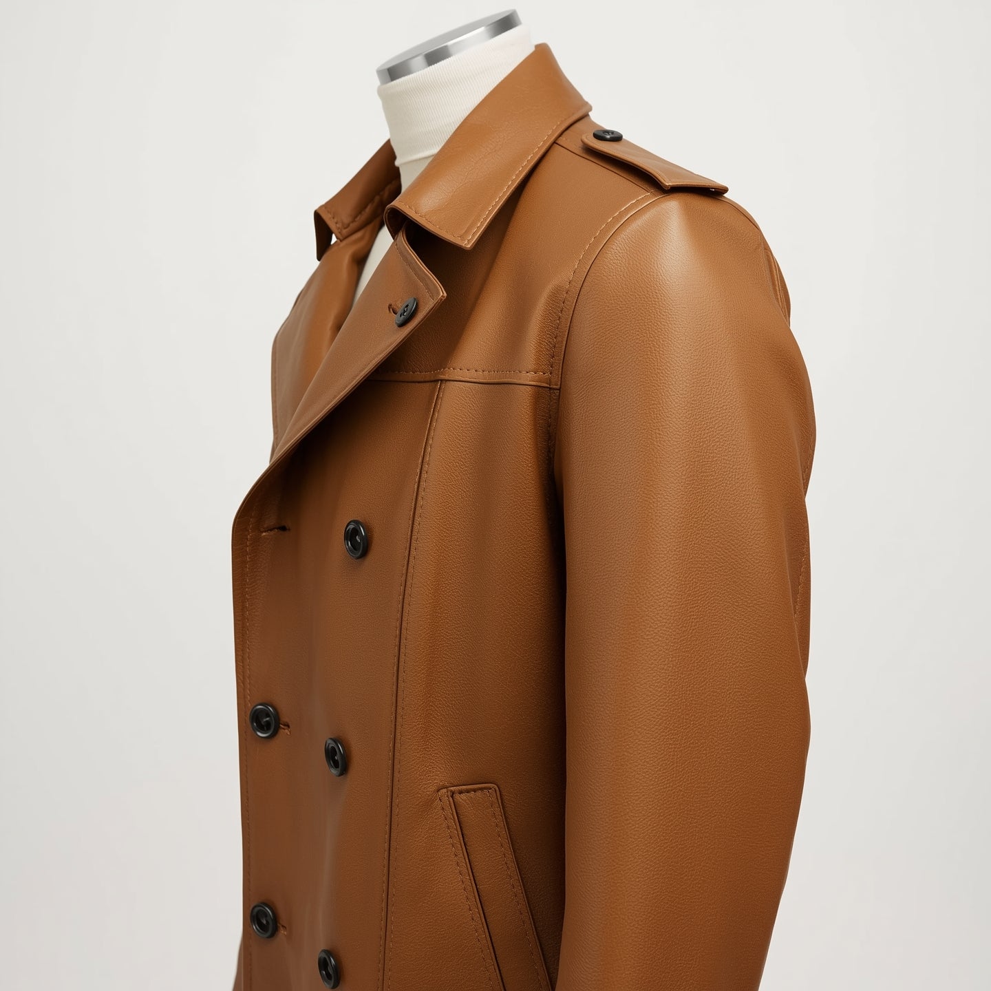 Dominion – Camel Long Leather Trench Coat