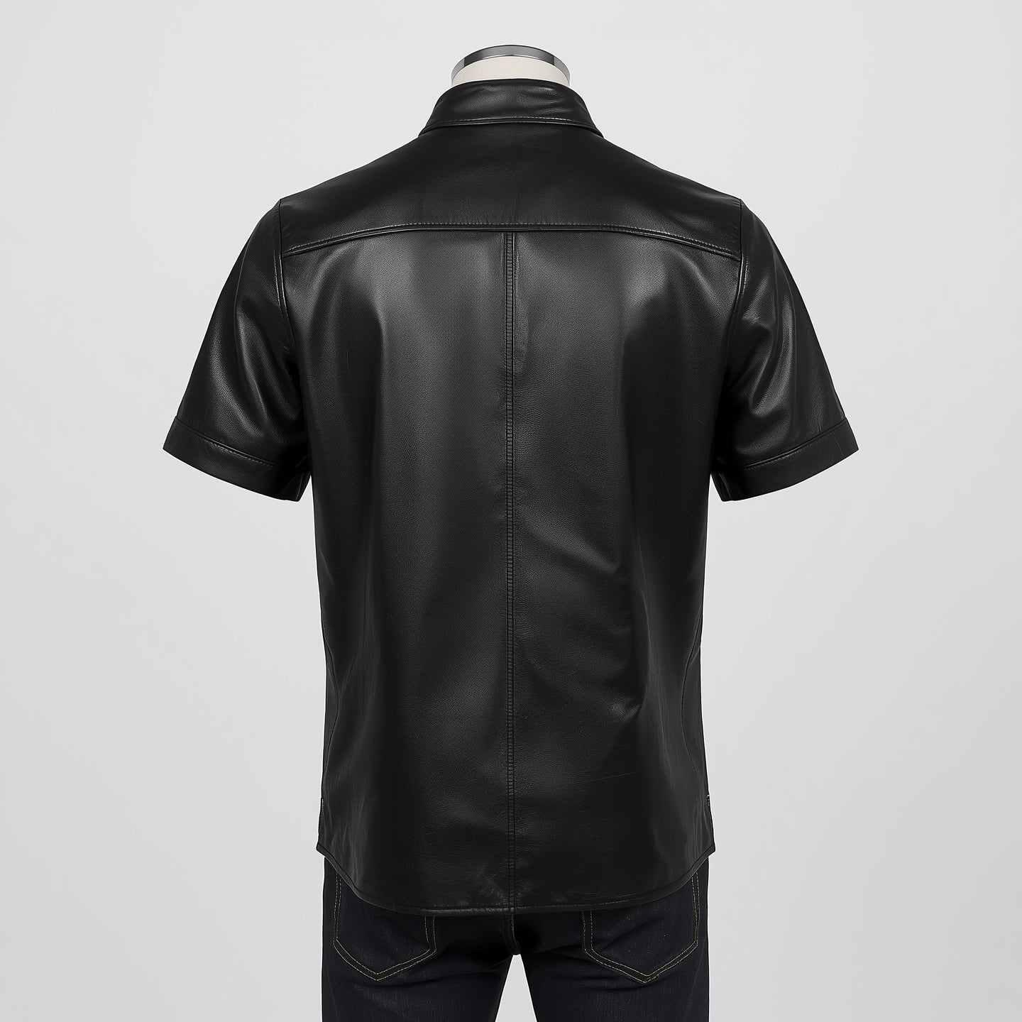 Solis – Jet Black Short-Sleeve Leather Shirt