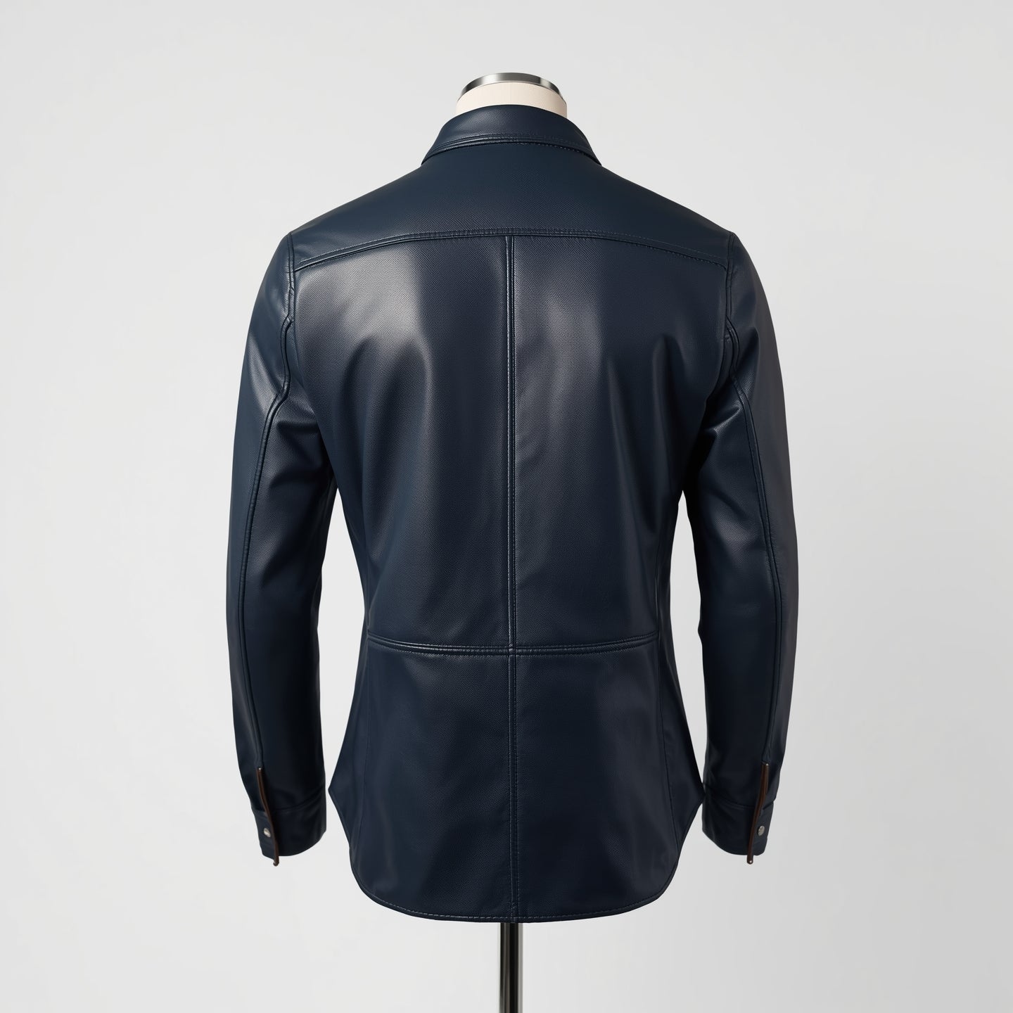 Axis – Navy Blue Slim-Fit Leather Shirt
