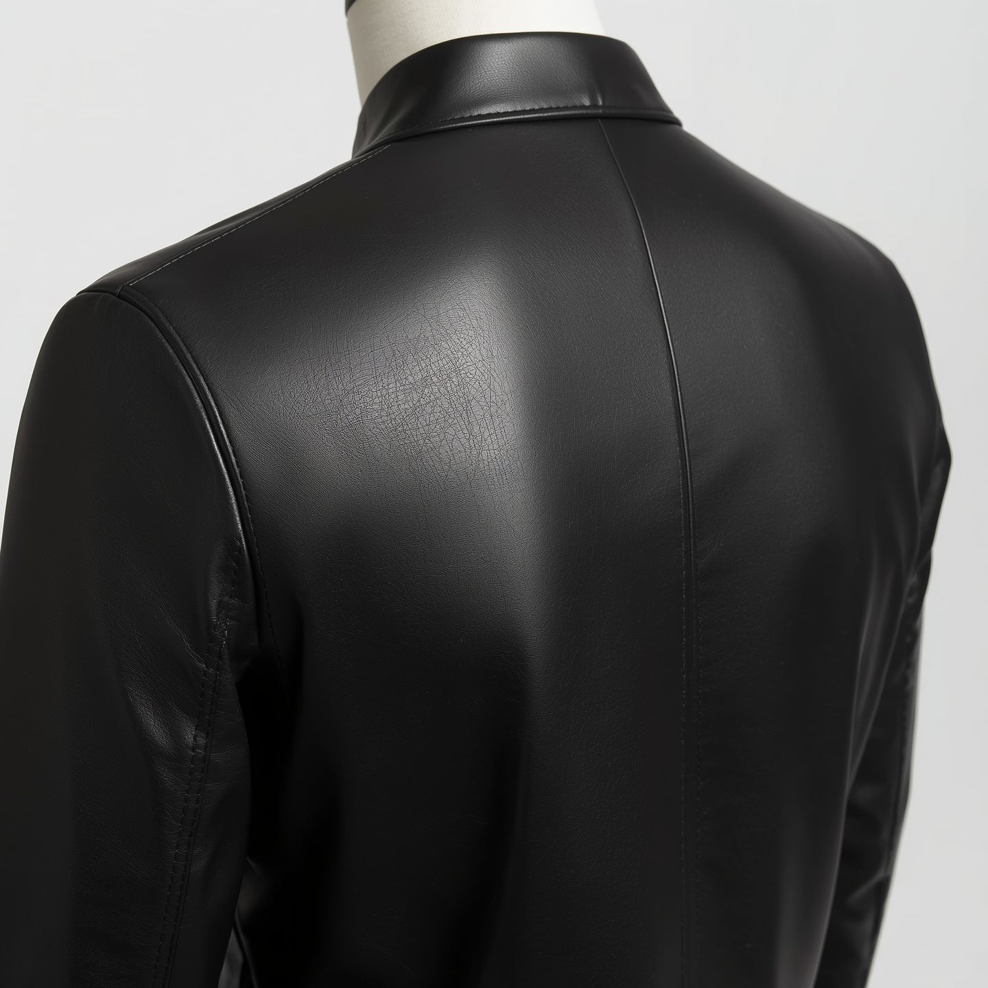 Axis – Jet Black Slim-Fit Leather Shirt