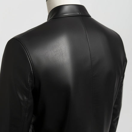 Axis – Jet Black Slim-Fit Leather Shirt