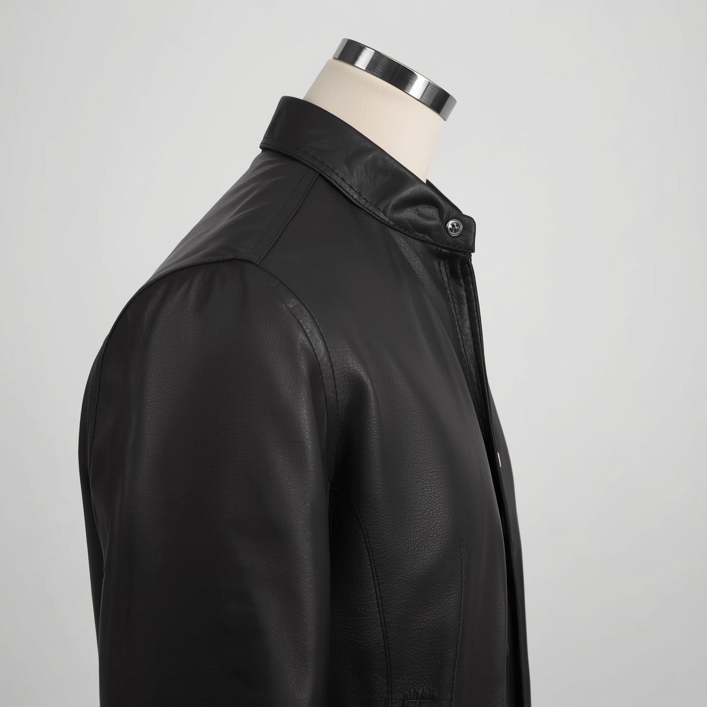 Axis – Jet Black Slim-Fit Leather Shirt