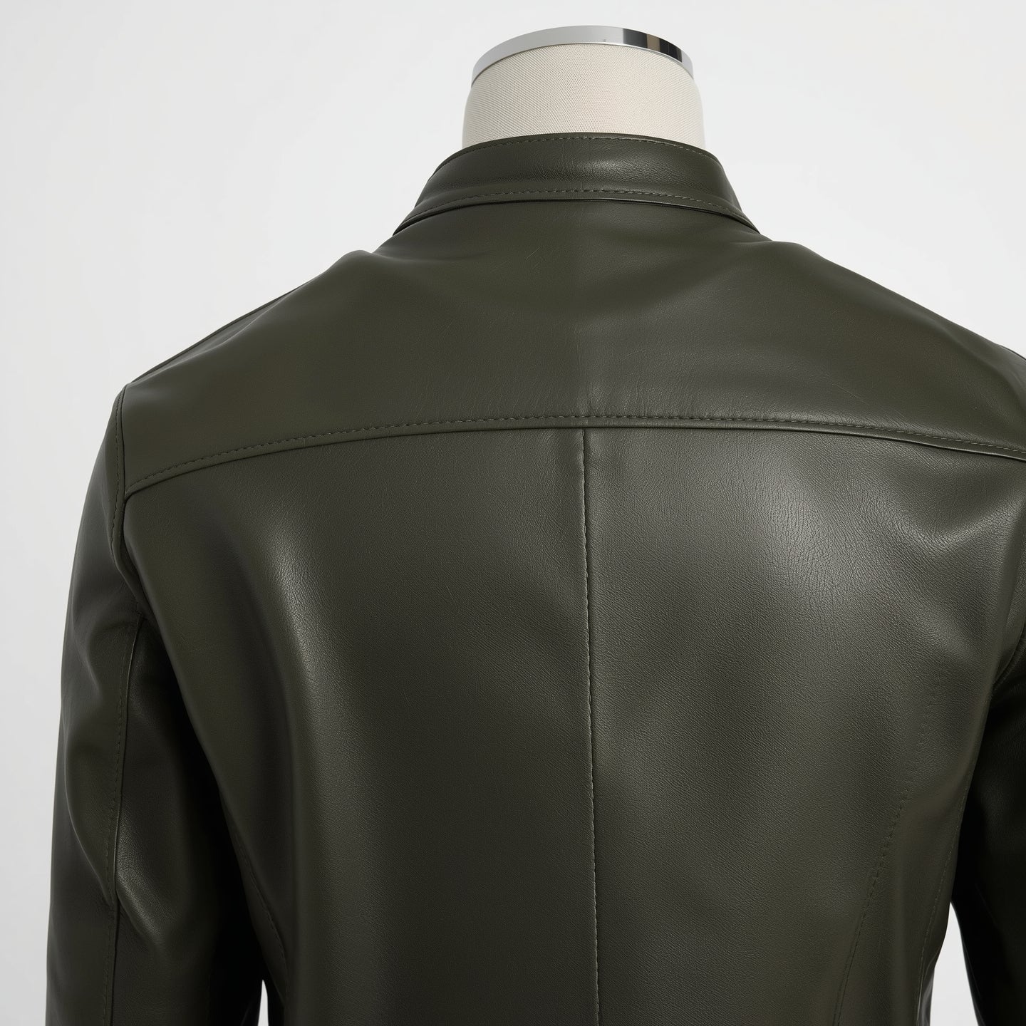 Axis – Olive Green Slim-Fit Leather Shirt