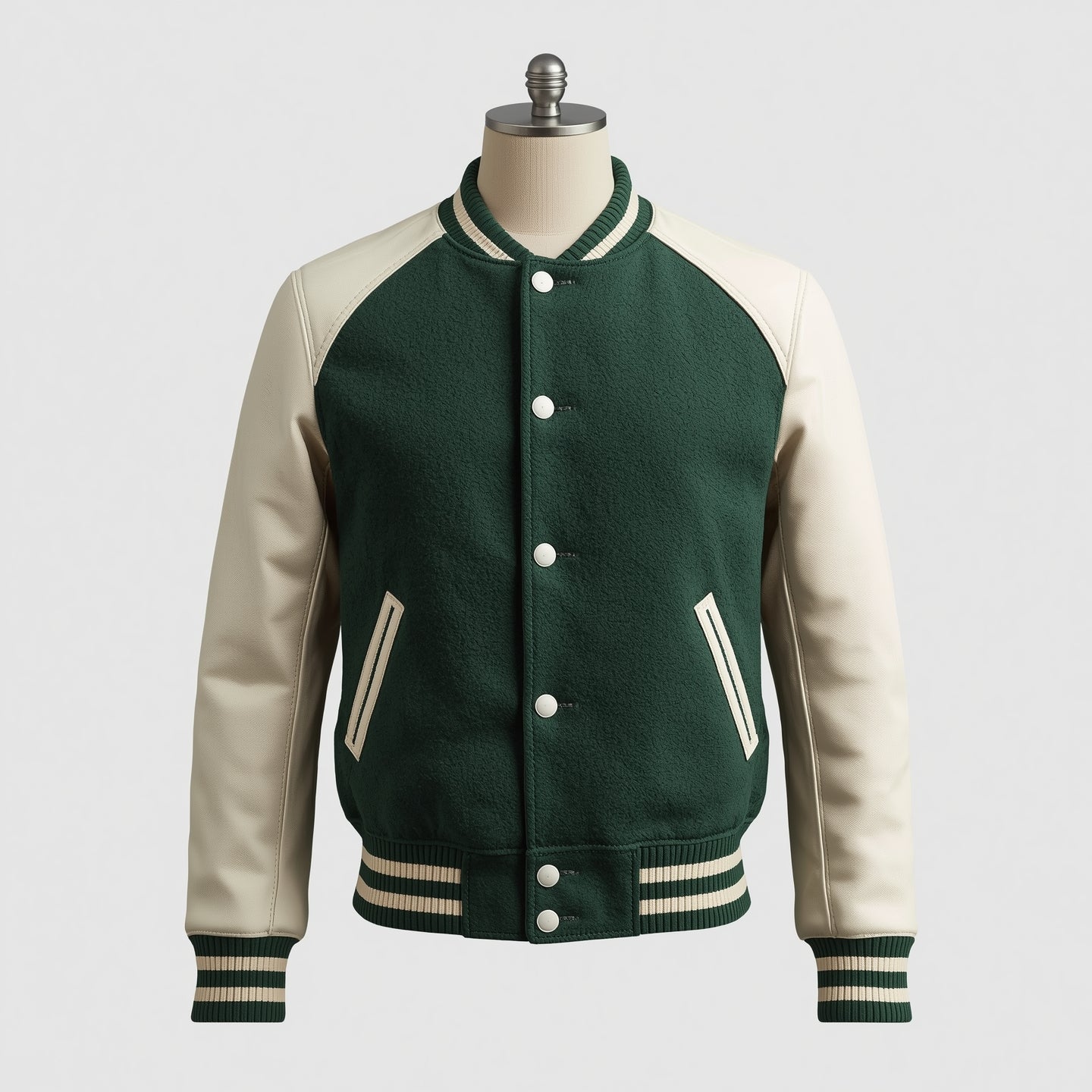Legacy – Green & White Varsity Leather Jacket