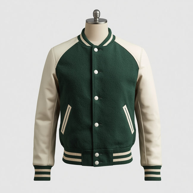 Legacy – Green & White Varsity Leather Jacket
