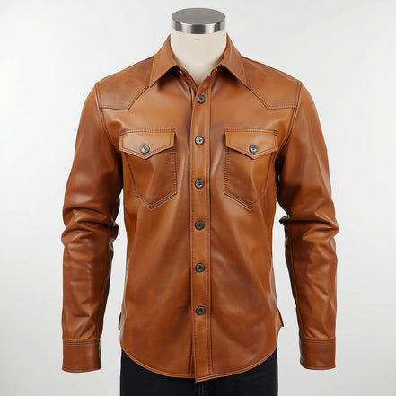 Frontier – Tan Western Leather Shirt