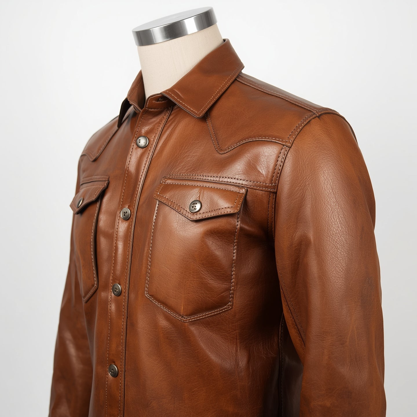 Frontier – Tan Western Leather Shirt