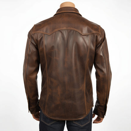 Frontier – Distressed Brown Western Leather Shirt